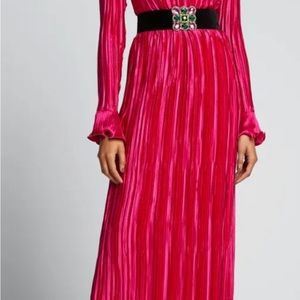ANDREW GN
Lame Belted Plisse Silk Gown